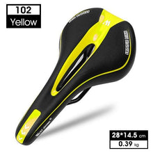 Load image into Gallery viewer, Leather Bike Saddle Road Bike Front Seat Cycling Saddles For Mens Breathable Hollow Cushion Bicycle Saddle Comfort Bike Saddle Ergonomic Waterproof Bicycle Seat For Road Bike Mountain Bike Seats
