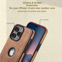 Load image into Gallery viewer, Leather Case Thin Flexible Soft Grip Luxury  PU Leather Cover for Men Durable Anti-Scratch Full Phone Cases For iPhone 14 Pro Max 14 Plus Case Slim PU Leather Soft Shockproof Back Cover for iPhone 14 Pro
