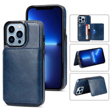 Load image into Gallery viewer, Leather Phone Cover For iPhone 13 Pro Max 12 Mini 11 XS Max XR X Luxury Brown Card Holder Protection Case Luxury Back Cover Wallet Case For Cards 3 Compartments Card Holder for Women
