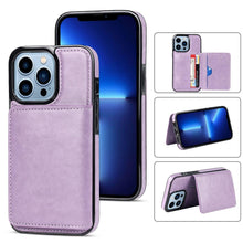 Load image into Gallery viewer, Leather Phone Cover For iPhone 13 Pro Max 12 Mini 11 XS Max XR X Luxury Brown Card Holder Protection Case Luxury Back Cover Wallet Case For Cards 3 Compartments Card Holder for Women
