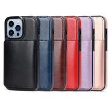 Load image into Gallery viewer, Leather Phone Cover For iPhone 13 Pro Max 12 Mini 11 XS Max XR X Luxury Brown Card Holder Protection Case Luxury Back Cover Wallet Case For Cards 3 Compartments Card Holder for Women
