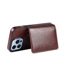 Load image into Gallery viewer, Leather Phone Cover For iPhone 13 Pro Max 12 Mini 11 XS Max XR X Luxury Brown Card Holder Protection Case Luxury Back Cover Wallet Case For Cards 3 Compartments Card Holder for Women
