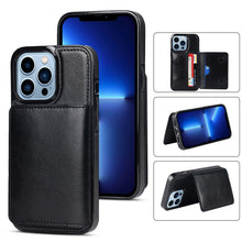 Load image into Gallery viewer, Leather Phone Cover For iPhone 13 Pro Max 12 Mini 11 XS Max XR X Luxury Brown Card Holder Protection Case Luxury Back Cover Wallet Case For Cards 3 Compartments Card Holder for Women
