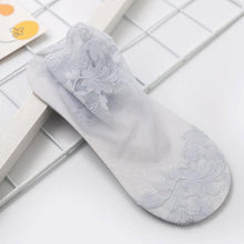 Load image into Gallery viewer, Leaves Patterned Lace Invisible Thin Short Lace Boat Socks Hollow Non-slip Shallow Socks For Women
