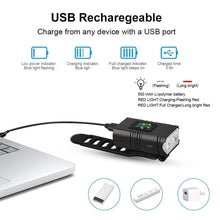 Load image into Gallery viewer, LED Bicycle Light Front USB Rechargeable 1000 Lumen Bike Front Lamp Mountain Bicycle Headlight Adjustable Lightness And Flashlight With Waterproof IPX5 And Large Capacity Battery
