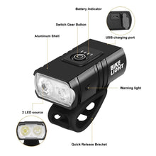 Load image into Gallery viewer, LED Bicycle Light Front USB Rechargeable 1000 Lumen Bike Front Lamp Mountain Bicycle Headlight Adjustable Lightness And Flashlight With Waterproof IPX5 And Large Capacity Battery

