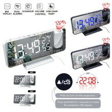 Load image into Gallery viewer, LED Digital Alarm Clock Projection Clock Radios Loud Ceiling Alarm Clock for Heavy Sleepers Snooze Dual Clock Bedside Dimmer with USB Charger Digital LED Clock FM Radio Table Electronic Desktop Clocks USB Wake Up FM Radio Time Projector Snooze Function
