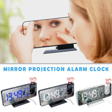 Load image into Gallery viewer, LED Digital Alarm Clock Projection Clock Radios Loud Ceiling Alarm Clock for Heavy Sleepers Snooze Dual Clock Bedside Dimmer with USB Charger Digital LED Clock FM Radio Table Electronic Desktop Clocks USB Wake Up FM Radio Time Projector Snooze Function
