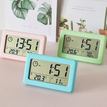 Load image into Gallery viewer, LED Digital Clock Digital Alarm Clock Battery Operated Small Desk Clocks with Smart Night Light Date Indoor Temperature LCD Electronic Clock for Bedroom  Electronic Digital Screen Desktop Clock for Home Office Backlight Snooze Desk Clocks
