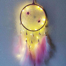 Load image into Gallery viewer, LED Dream Catcher Lamp Flying Wind Chimes Lighting Dream-catcher Handmade Ornaments Traditional Gifts Feather Pendant Romantic Creative Wall Hanging Home Wall Decoration Ornament Craft Native American Style
