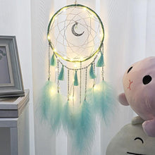 Load image into Gallery viewer, LED Dream Catcher Lamp Flying Wind Chimes Lighting Dream-catcher Handmade Ornaments Traditional Gifts Feather Pendant Romantic Creative Wall Hanging Home Wall Decoration Ornament Craft Native American Style
