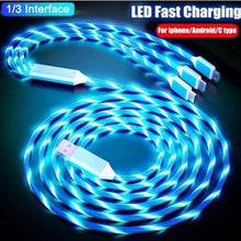 Load image into Gallery viewer, LED Light USB Charger Cable 3-in-1 Fast Charging
