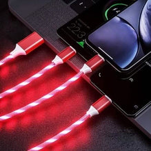Load image into Gallery viewer, LED Light USB Charger Cable 3-in-1 Fast Charging
