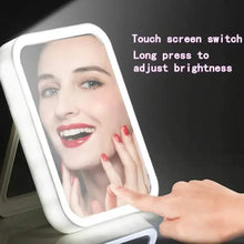 Load image into Gallery viewer, LED Makeup Mirror Touch Screen 3 Light Portable Standing Folding Vanity Mirror
