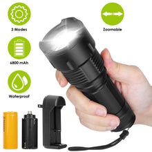 Load image into Gallery viewer, LED Rechargeable Zoomable Flashlight
