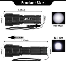 Load image into Gallery viewer, LED Rechargeable Zoomable Flashlight
