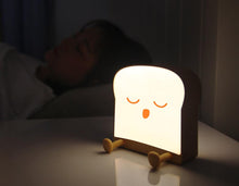 Load image into Gallery viewer, LED Toast Night Light with Silicone Foot Phone Holder Table Lamp Infinite Dimming Bread Decoration Creative Lamp Decorative Table Lamp Cute Study Lamps for Bedroom Décor
