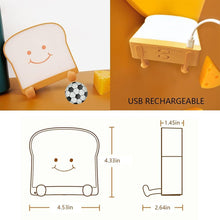 Load image into Gallery viewer, LED Toast Night Light with Silicone Foot Phone Holder Table Lamp Infinite Dimming Bread Decoration Creative Lamp Decorative Table Lamp Cute Study Lamps for Bedroom Décor
