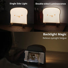 Load image into Gallery viewer, LED Toast Night Light with Silicone Foot Phone Holder Table Lamp Infinite Dimming Bread Decoration Creative Lamp Decorative Table Lamp Cute Study Lamps for Bedroom Décor
