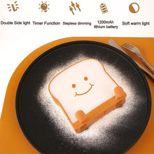 Load image into Gallery viewer, LED Toast Night Light with Silicone Foot Phone Holder Table Lamp Infinite Dimming Bread Decoration Creative Lamp Decorative Table Lamp Cute Study Lamps for Bedroom Décor
