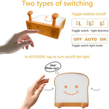 Load image into Gallery viewer, LED Toast Night Light with Silicone Foot Phone Holder Table Lamp Infinite Dimming Bread Decoration Creative Lamp Decorative Table Lamp Cute Study Lamps for Bedroom Décor
