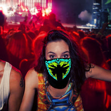 Load image into Gallery viewer, LED Warm Headgear ED Face Mask Party Masks Light Up Dance Halloween Cosplay Easter Rave Mask Luminous Costume Washable Foldable  Luminous Cool Party Mask Activated Light Up Mask Led Music Party Mask Led Music Mask for Festival Party
