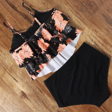 Load image into Gallery viewer, Leopard Bikini High Waist Bikini Animal Print Floral Swimsuit Ruffle Swimsuit Plus Size Swimwear Women Swimsuits for Women Two Piece Bathing Suits Ruffle Tops With High Waist Bottoms Bikini Sets For Teen Girls

