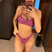 Load image into Gallery viewer, Leopard Bikini Women Swimwear Female Swimsuit Two-piece Bikini Set Comfortable Bathing Suit Swim Lady High Waist Bikini Set For Women Athletic Two Piece Soft Swimsuit Sporty Scoop Neck Bathing Suit
