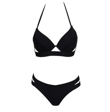 Load image into Gallery viewer, Leopard Bikinis Women Summer Swimsuit Strapless Bandage Bathing Suits Women's Halter Triangle Bikini Bottom Soft Two Piece Swimsuits Low Waist Push Up Bikini Set Swimwear
