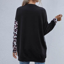 Load image into Gallery viewer, Leopard Print Colorblock Drop Shoulder Sweatshirt
