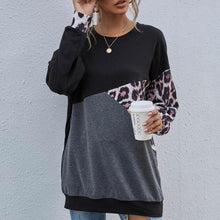 Load image into Gallery viewer, Leopard Print Colorblock Drop Shoulder Sweatshirt

