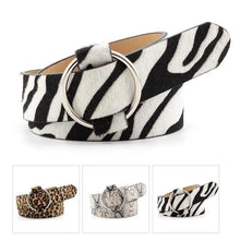 Load image into Gallery viewer, Leopard PU Leather Pattern 105cm Round Buckle Belt Women Trendy Dress Cute Classic Belts
