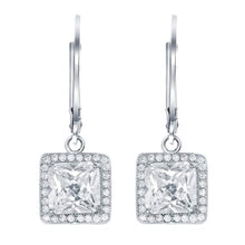 Load image into Gallery viewer, Leverback Elegance Princess Halo Drop Earring
