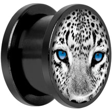 Load image into Gallery viewer, Black White Leopard Eyes Black Anodized Screw Fit Plug Set 9/16
