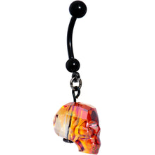 Load image into Gallery viewer, Handmade Red Skull Dangle Belly Ring Created with Crystals
