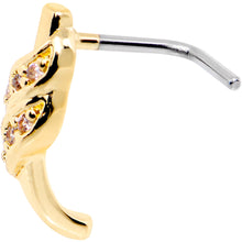 Load image into Gallery viewer, 20G Clear CZ Gold Tone Swish Faux Hoop L Shaped Nose Ring
