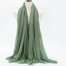 Load image into Gallery viewer, Light Soft Fashion Solid Scarf Crinkle Cotton Linen Wrap Shawl Hijab Muslim Woman Shawls Turban Islamic Clothing Head Wrap For Women

