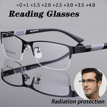 Load image into Gallery viewer, Lightweight Alloy Semi-Rimless Reading Glasses For  Men And Women With Quality Half Frame  Men Reading Glasses  For Men New Retro Eyewear
