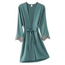 Load image into Gallery viewer, Lightweight Pink Women Sleepwear Classic Design Silk Bathrobe Lace Trim Bridesmaid Bride Party Robes
