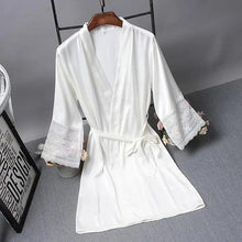 Load image into Gallery viewer, Lightweight Pink Women Sleepwear Classic Design Silk Bathrobe Lace Trim Bridesmaid Bride Party Robes
