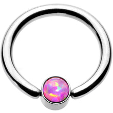 Load image into Gallery viewer, 16G 5/16 Pink Faux Opal 3mm Disc BCR Captive Ring
