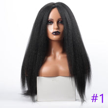 Load image into Gallery viewer, Long Kinky Straight Synthetic Wigs for Black Women Black Brown Blonde Ginger Red White Hair Afro Wigs Synthetic Hair  Wigs For Black Women Cosplay Wigs For Women
