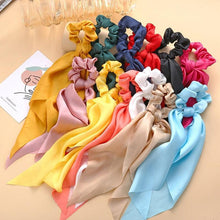 Load image into Gallery viewer, Long Ribbon Women Ponytail Scrunchies Scarf Elastic Hair Band Knotted Streamer Hair Ties Silky Satin Hair Rope Ponytail Holder Accessories for Women
