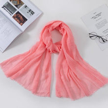 Load image into Gallery viewer, Long Soft Cotton Lightweight Crinkle Hijab Scarf Elegant Headscarf Head Wrap Islamic Head Wraps Hijab For Women 70*175cm
