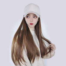 Load image into Gallery viewer, Long Straight Synthetic Baseball Cap Hair Wig Natural Black Brown Hat Wigs Natural Seamless Hair Extensions Wigs For Black Women Cosplay Wigs For Women
