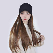 Load image into Gallery viewer, Long Straight Synthetic Baseball Cap Hair Wig Natural Black Brown Hat Wigs Natural Seamless Hair Extensions Wigs For Black Women Cosplay Wigs For Women
