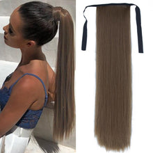 Load image into Gallery viewer, Long Straight Synthetic Hairpiece Ponytail Hair Natural Wrap Around Ponytail Chip in Hair Extensions Pony Tail Wig Synthetic Long Pony Tail Natural Black Comb In Ponytail Hair Pieces For Women
