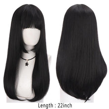 Load image into Gallery viewer, Long Straight With Bangs Synthetic Wigs For Black/White Women Natural Black Brown Gray Heat Resistant Fiber Hair Wigs For Black Women Cosplay Wigs For Women Gifts for Girlfriends
