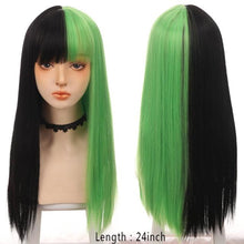 Load image into Gallery viewer, Long Straight With Bangs Synthetic Wigs For Black/White Women Natural Black Brown Gray Heat Resistant Fiber Hair Wigs For Black Women Cosplay Wigs For Women Gifts for Girlfriends
