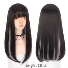 Load image into Gallery viewer, Long Straight With Bangs Synthetic Wigs For Black/White Women Natural Black Brown Gray Heat Resistant Fiber Hair Wigs For Black Women Cosplay Wigs For Women Gifts for Girlfriends
